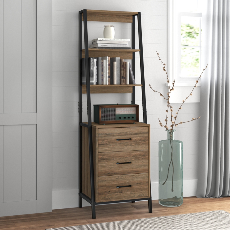 Powley 68.9" H 3-Shelf 3-Wooden Drawer Etagere Bookcase