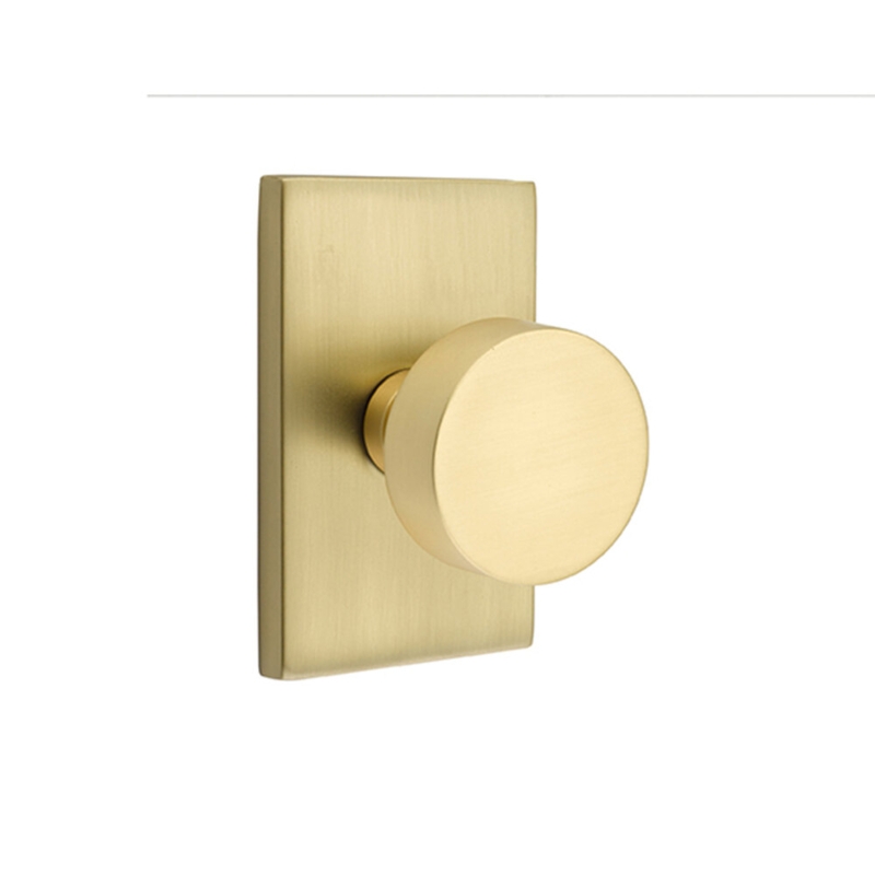 Privacy (Bed & Bath) Round Knob with Modern Rectangular Rose Door Knob