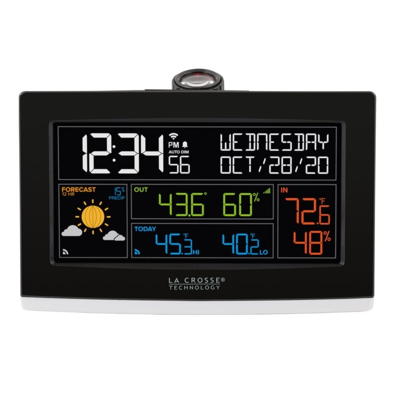 Projection Alarm Clock with WiFi Connectability and Outdoor Temperature