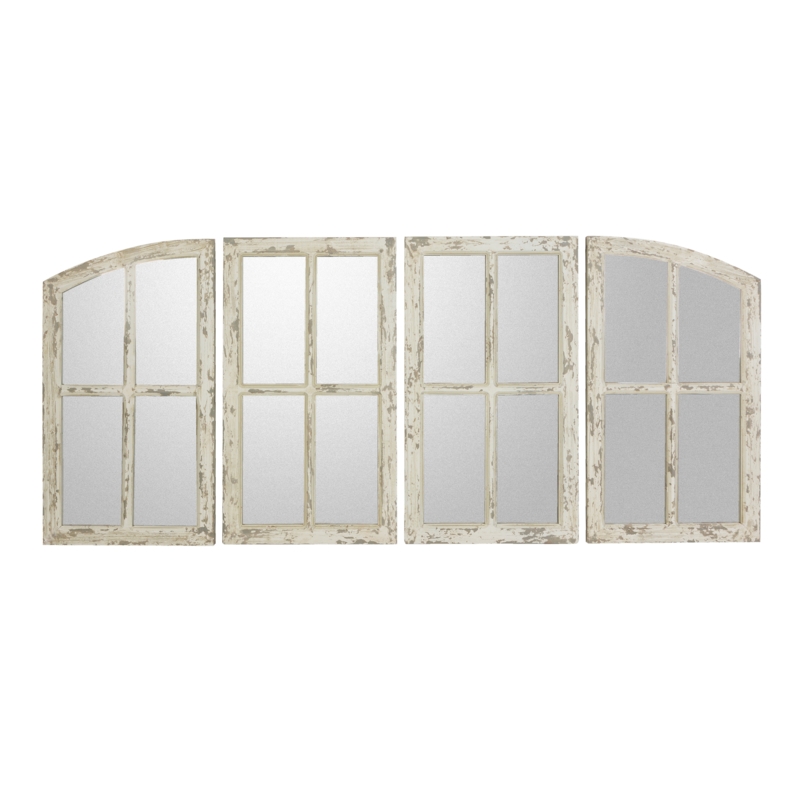 Raelynn Arch Wood Window Pane Mirrors Set