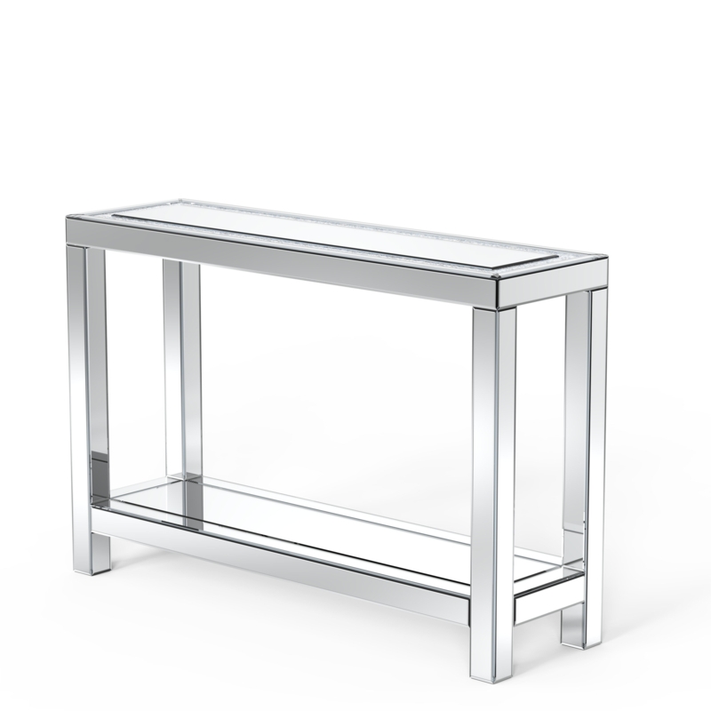 Rhylan 47.24" Console Table With Mirrored Glass Top and Undershelf