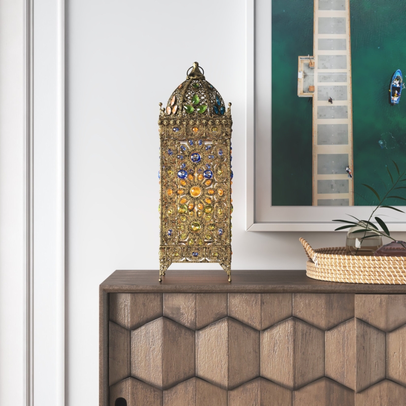 Ridder 24" Vintage Brass Ornate Lantern Table Lamp