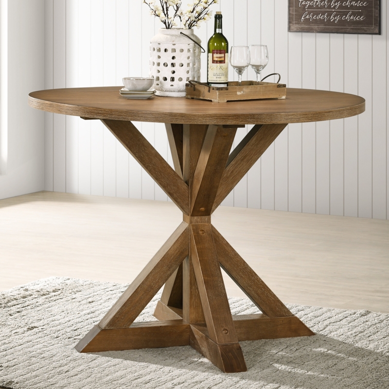 Round Solid Wood Base Dining Table
