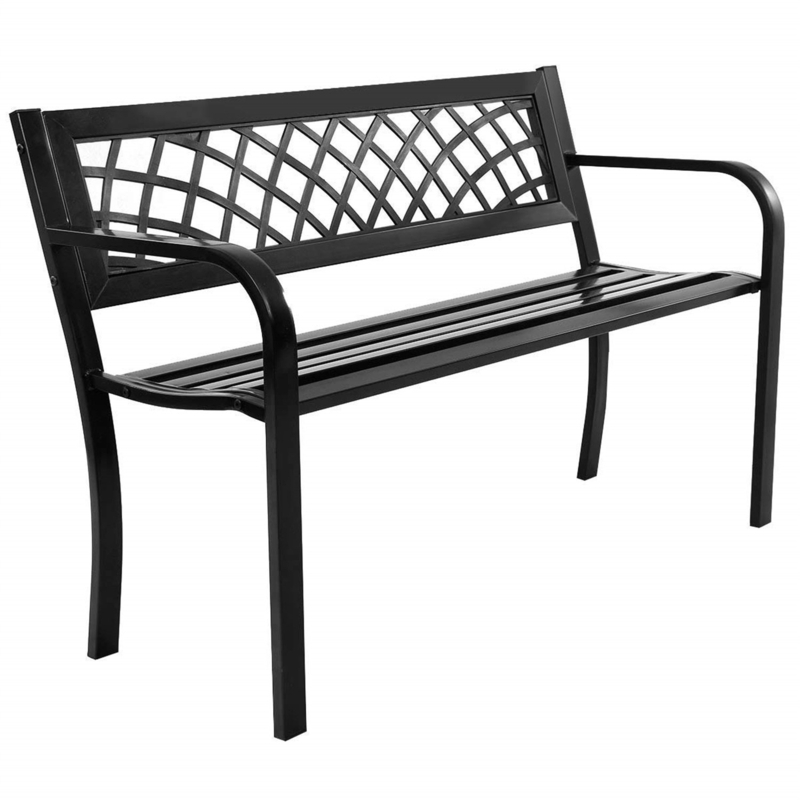 Ruda Outdoor Bench With Steel Frame,Black