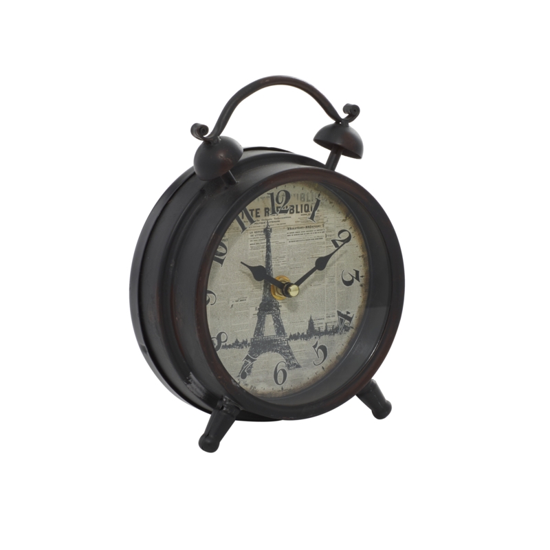Rustic Analog Metal Quartz Movement / Crystal Tabletop Clock