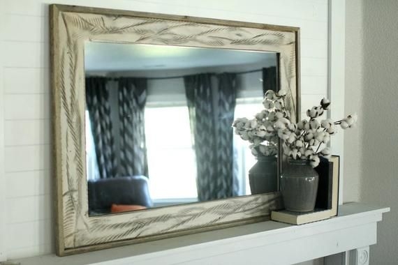 Rustic Mirror - Denali Antique White Heavily Distressed Wood Mirror