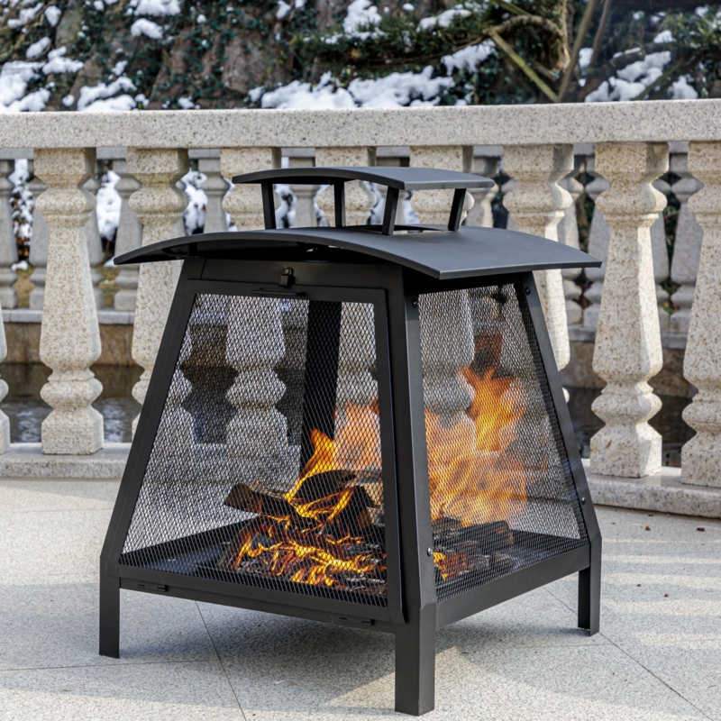 Saaimah 28.5'' H x 22'' W Wood Burning Outdoor Fire Pit, Chiminea for Outside