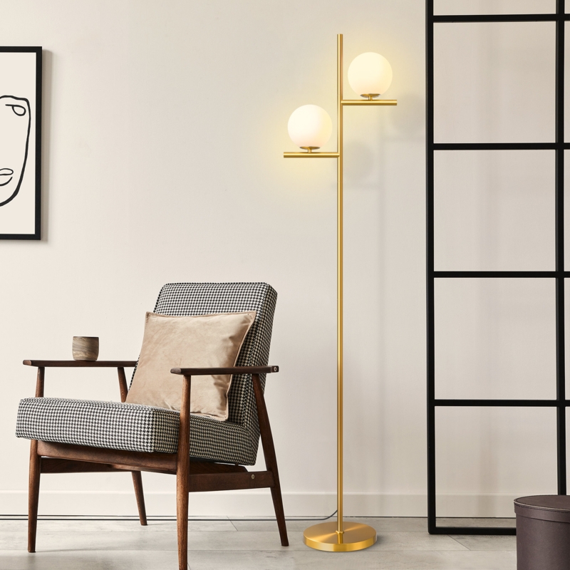 Saez 68" LED Dimmable Tree Floor Lamp with Globe Glass Shade