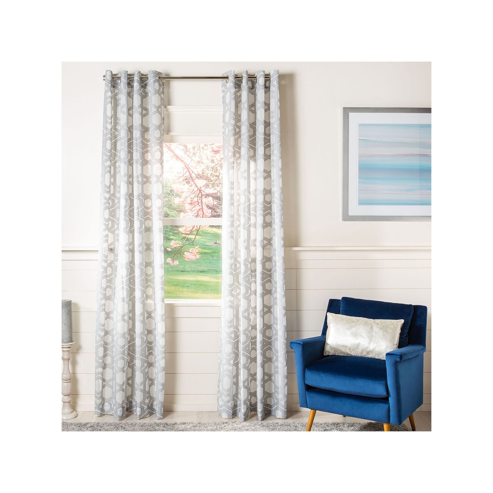 Safavieh Brenna 1-Panel Window Curtain, Grey, 52X96