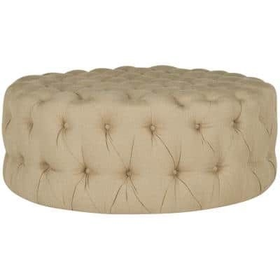 SAFAVIEH Charlene Beige Tufted Ottoman