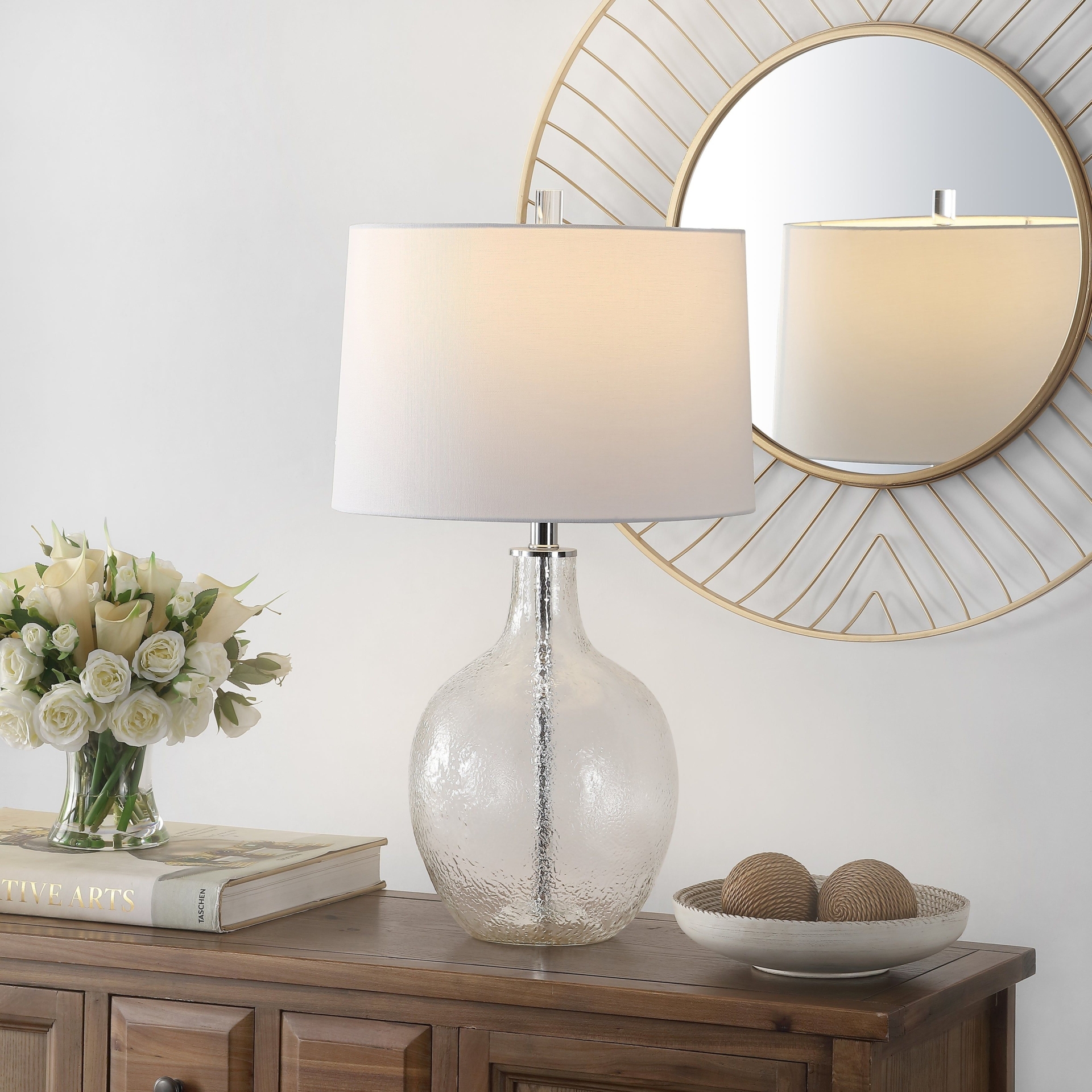 SAFAVIEH Lighting 26-inch Nadine Glass Table Lamp - 15" x 15" x 26"