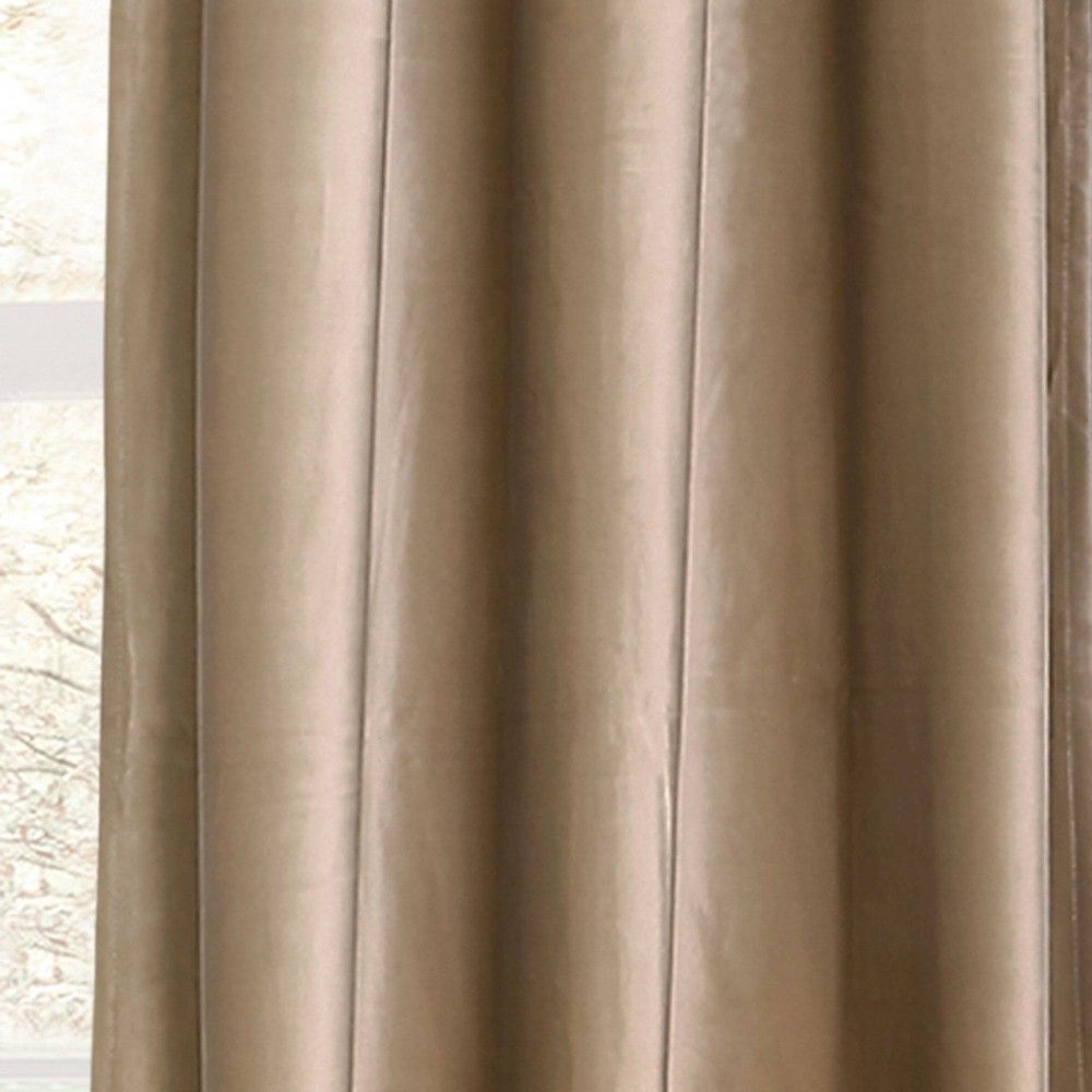 Set of 2 (84"x38") Prima Velvet Light Filtering Window Curtain Panels Taupe - Lush Dcor