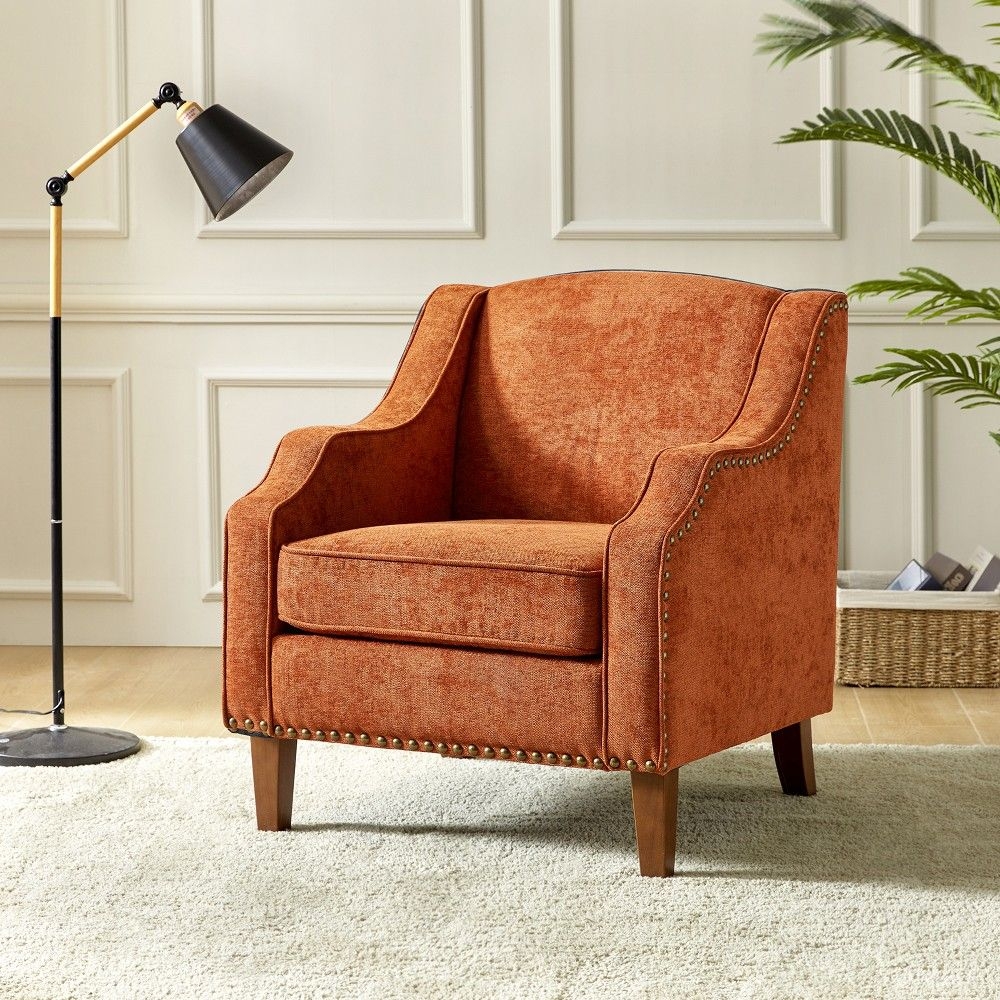 Set of 2 Moirai Contemporary and Classic Armchair with Nailhead Trim | Karat Home-RUST