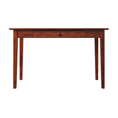 Shaker 48 in. Rectangular Walnut Solid Wood Writing Desk with Attachable Device Charger
