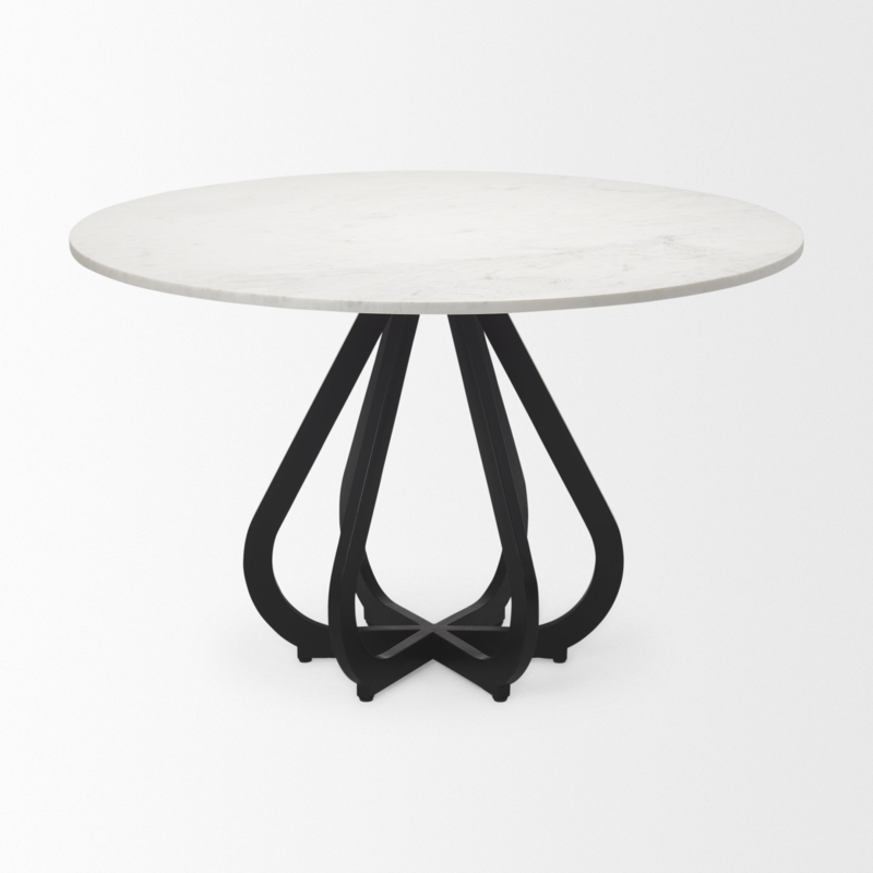 Sharpton Round Marble Top Metal Base Dining Table