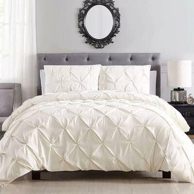 Shatex 2-Piece Ivory White All Season Ultra Soft 100% Polyester Twin Comforter set with 1 Pillow Sham, Lvory White