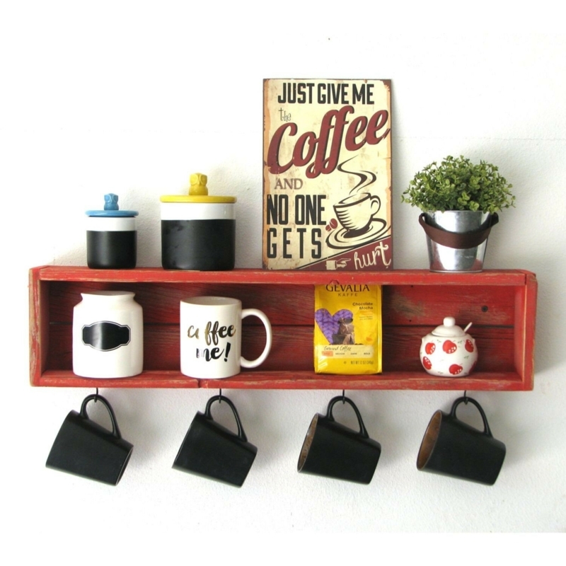 Solid Wood Accent Shelf with Hooks