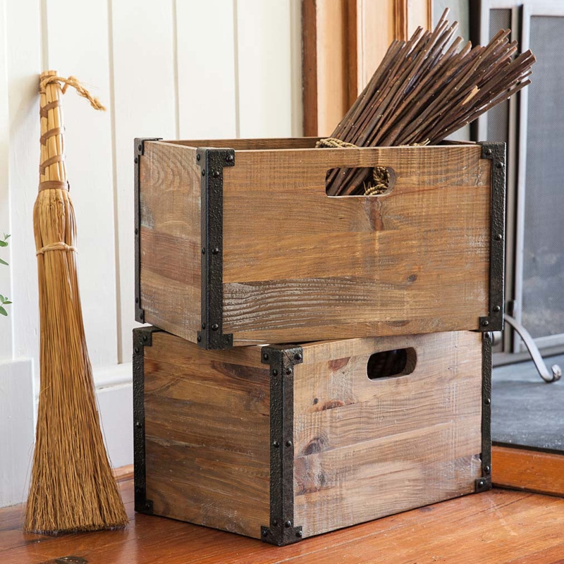 Solid Wood Crate Set