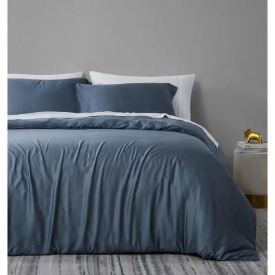 SOUTHSHORE FINE LINENS Premium Luxury 3-Piece Steel Blue 100% Bamboo King/California King Duvet Cover Set