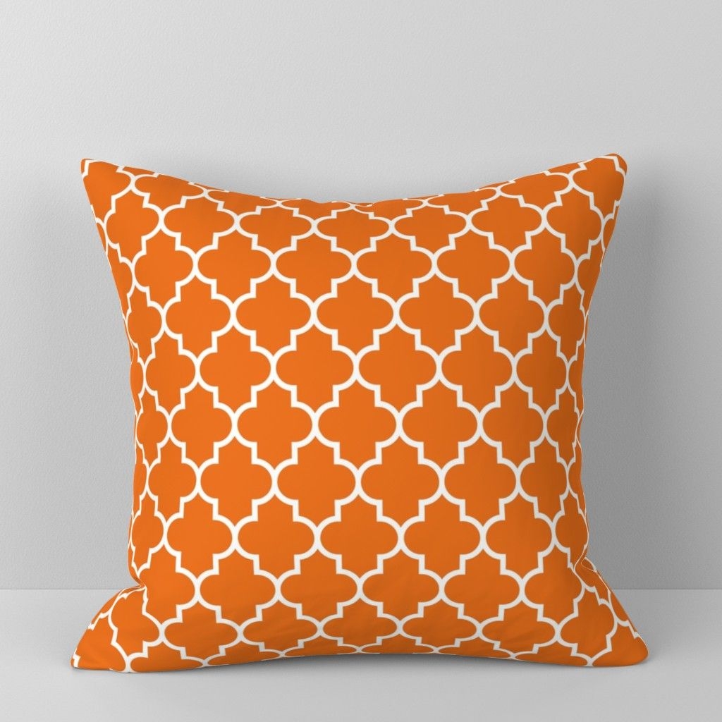 Spoonflower Throw Pillows - Orange Moroccan Tile Halloween Lattice Trellis Quatrefoil Misstiina