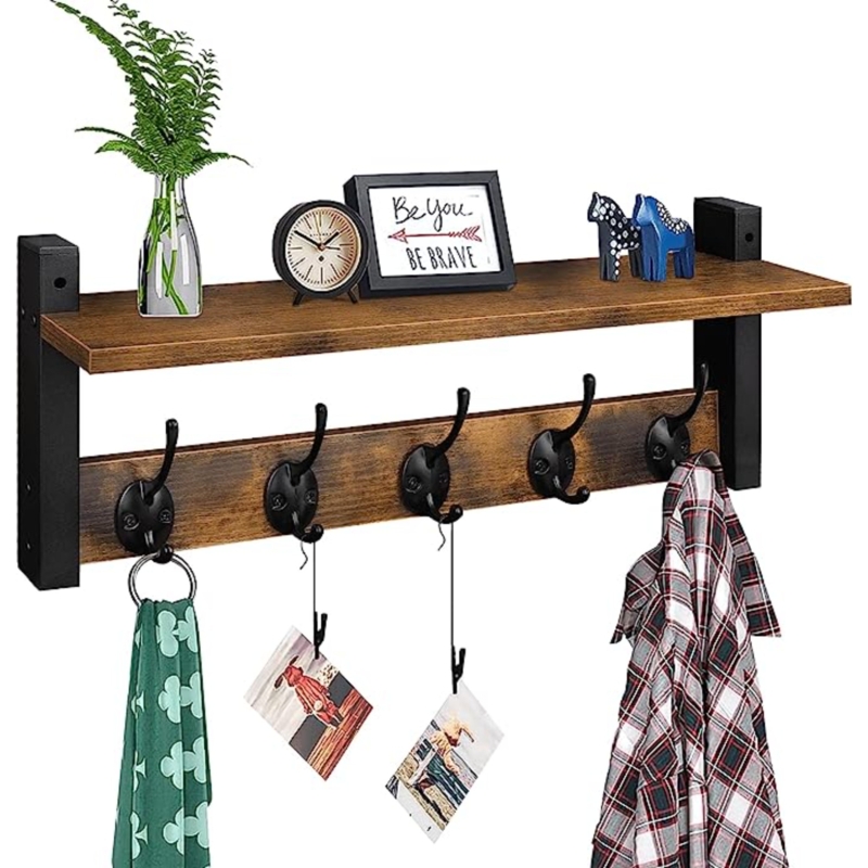 Steel Wall 5 - Hook Wall Mounted Coat Rack