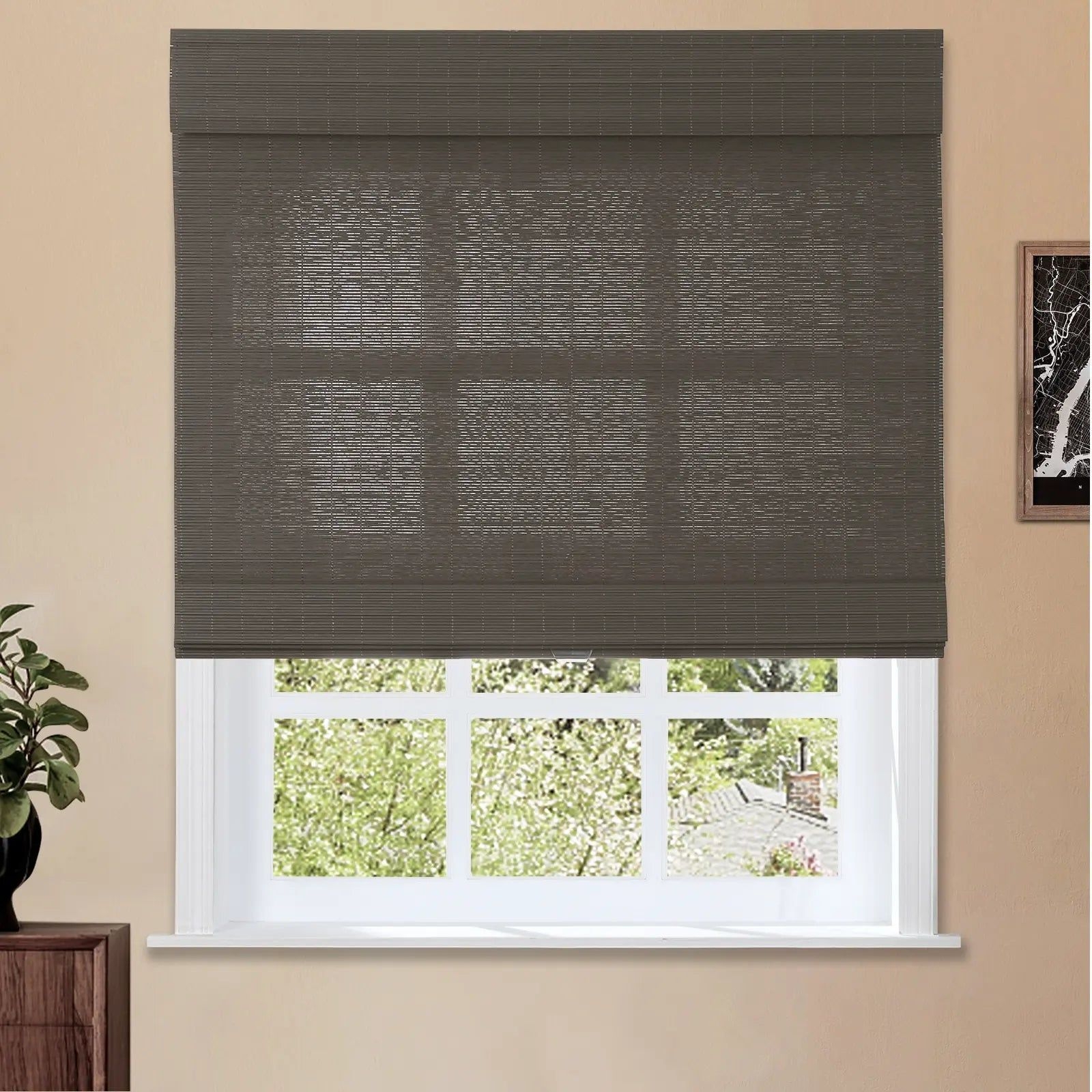 Sybil Bamboo Roman Shade Cordless - Dark Earth T16