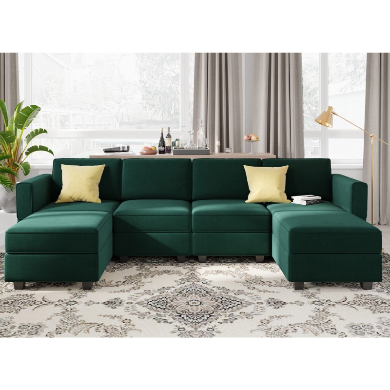 Teangela 7 - Piece Velvet Symmetrical Upholstered Modular Sectional Sofa Set