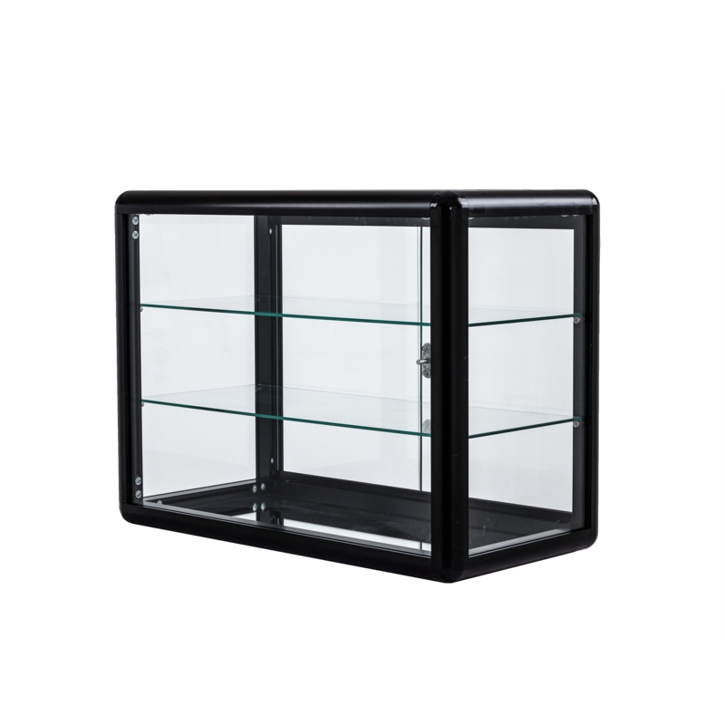 Tempered Glass Counter Top Display Showcase With Sliding Glass Door And Lock-Display Cabinet