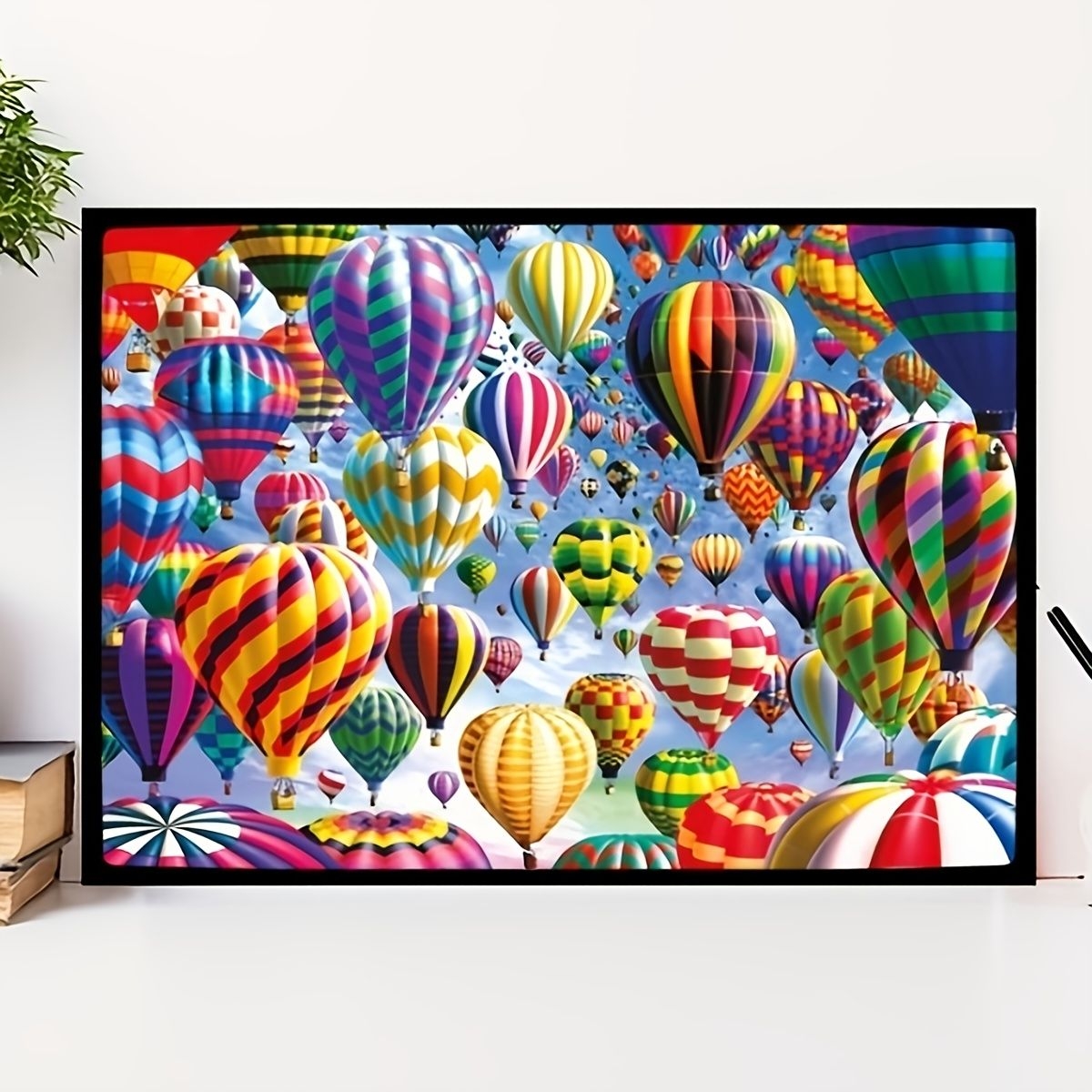 Temu1pc 5d Diy Artificial Full Diamonds Painting Set For Adults Beginners, Hot Air Balloon Scenery Pattern Diamonds Art For Home Wall Decoration Gift 50x70cm/19.68x27.55in