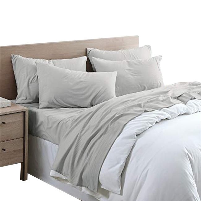 The Urban Port BM222830 Microfiber Fabric Sheet Set with Pocket, Gray - Queen Size - 6 Piece