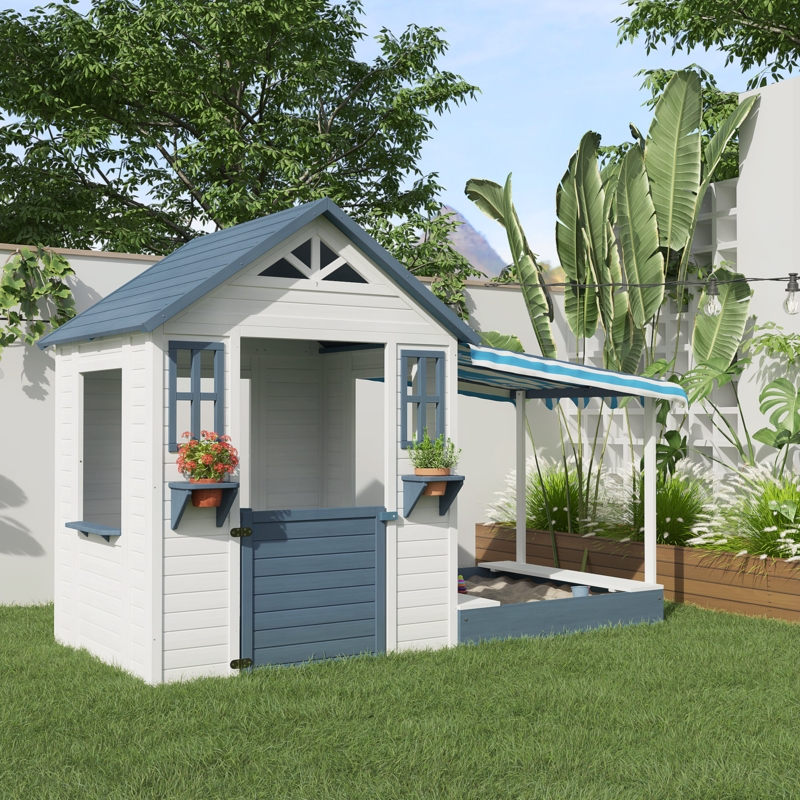 TIUEKES 84.6'' W x 38.8'' D Indoor / Outdoor Solid Wood Playhouse