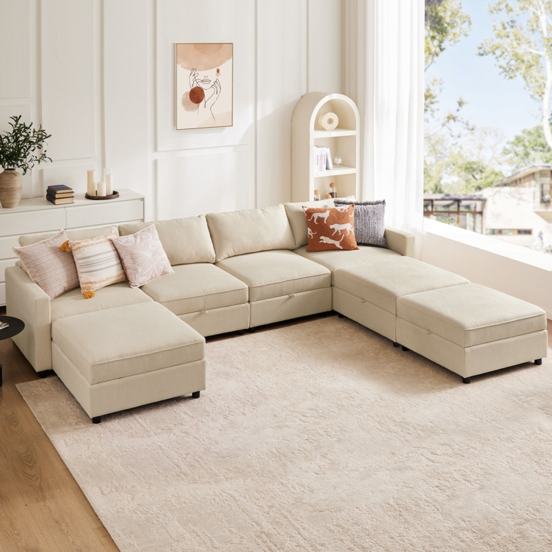 Tremya 7 - Piece Upholstered Modular Sectional Couch