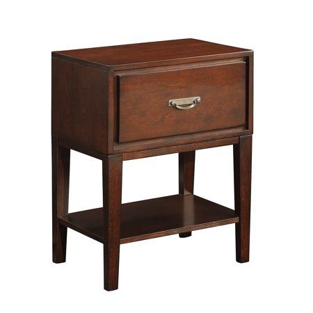 Weston Home Lucas Rectangle Wood End Table with Drawer, Espresso, Brown