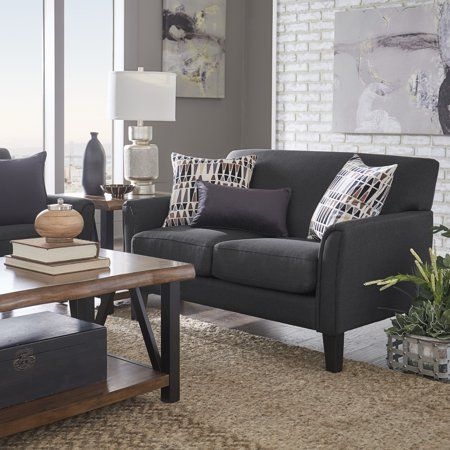 Weston Home Tribeca Loveseat, Dark Grey Linen, Size:One size, Gray