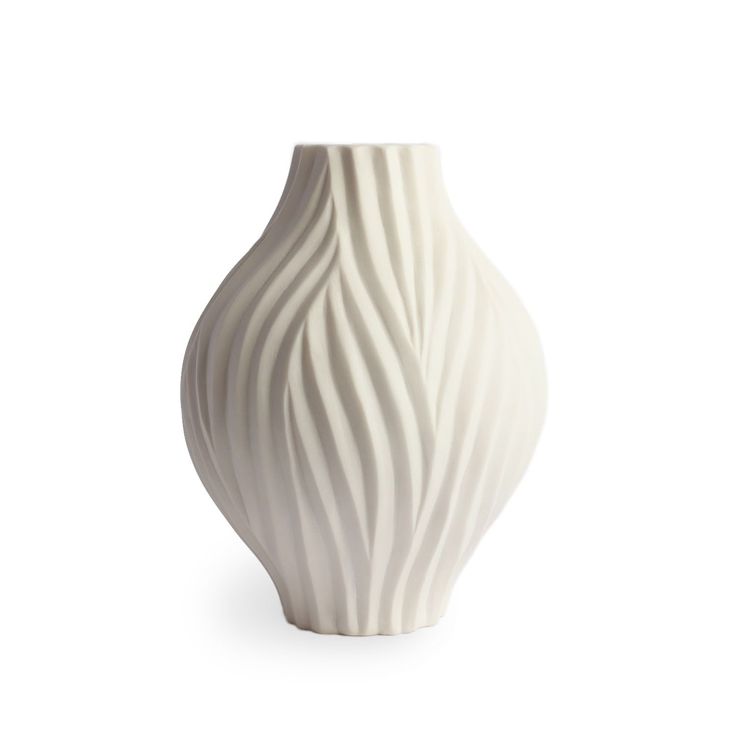 White Large Deeply Carved Vase | One Size | Michelle Williams Ceramics