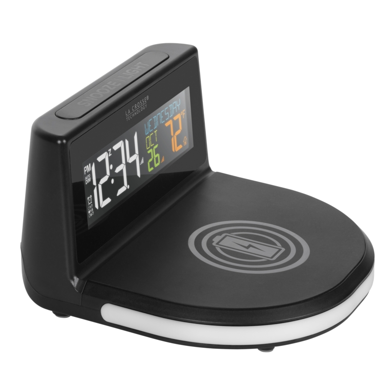 Wireless Charging Tabletop Alarm Clock in Black