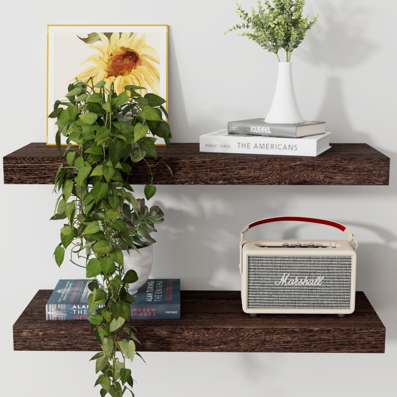 Yiting 2 Piece Paulownia Solid Wood Floating Shelf