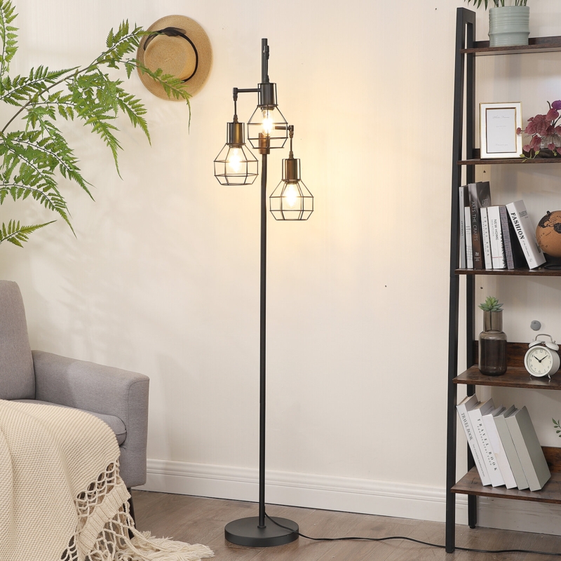 Zakaria 65'' Dimmable Tree Floor Lamp with 3 bulbs included