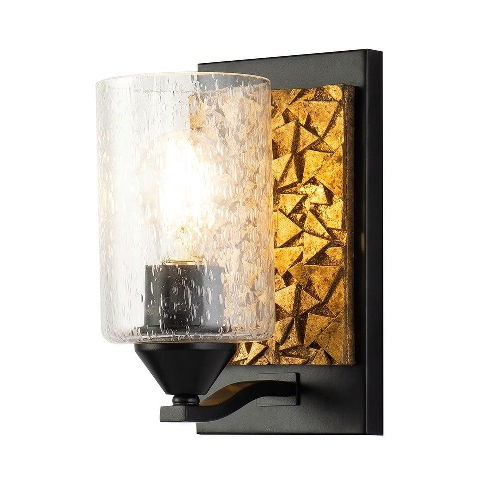 1 Light Wall Sconce in Black and Gold (Matte Black and Antique Gold)