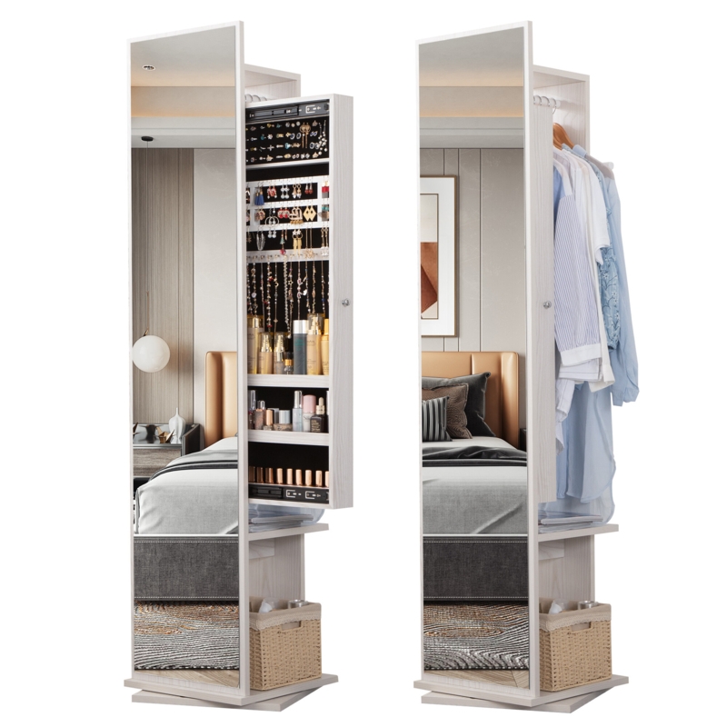 15.7'' Wide Freestanding Jewelry Armoire with Mirror