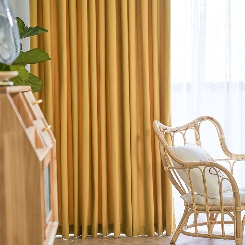 1pc Linen Textured Curtains For Living Room, Light Filtering Window Treatment Set, Jacquard Drapes For Bedroom, Home Decor