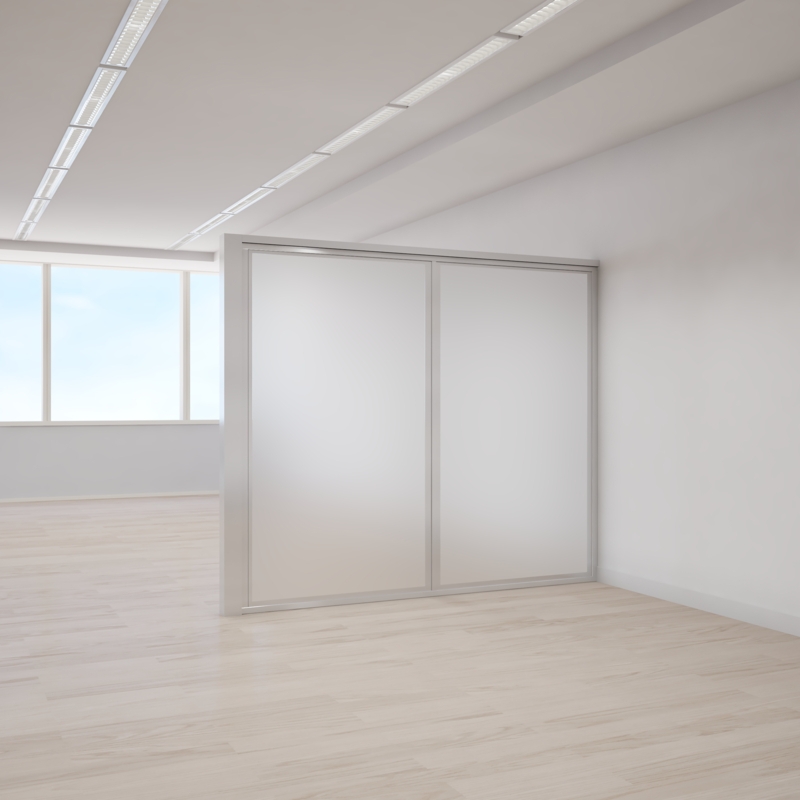 2 Panel Frosted Glass Stationary Fixed Office Partition Kit: Easy to Set Up, Durable