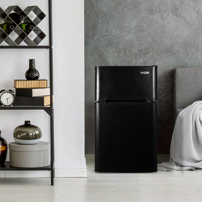 3.2 cu. ft. Mini Fridge 2 Door Compact Refrigerator with Freezer-Reversible Door, Interior Light