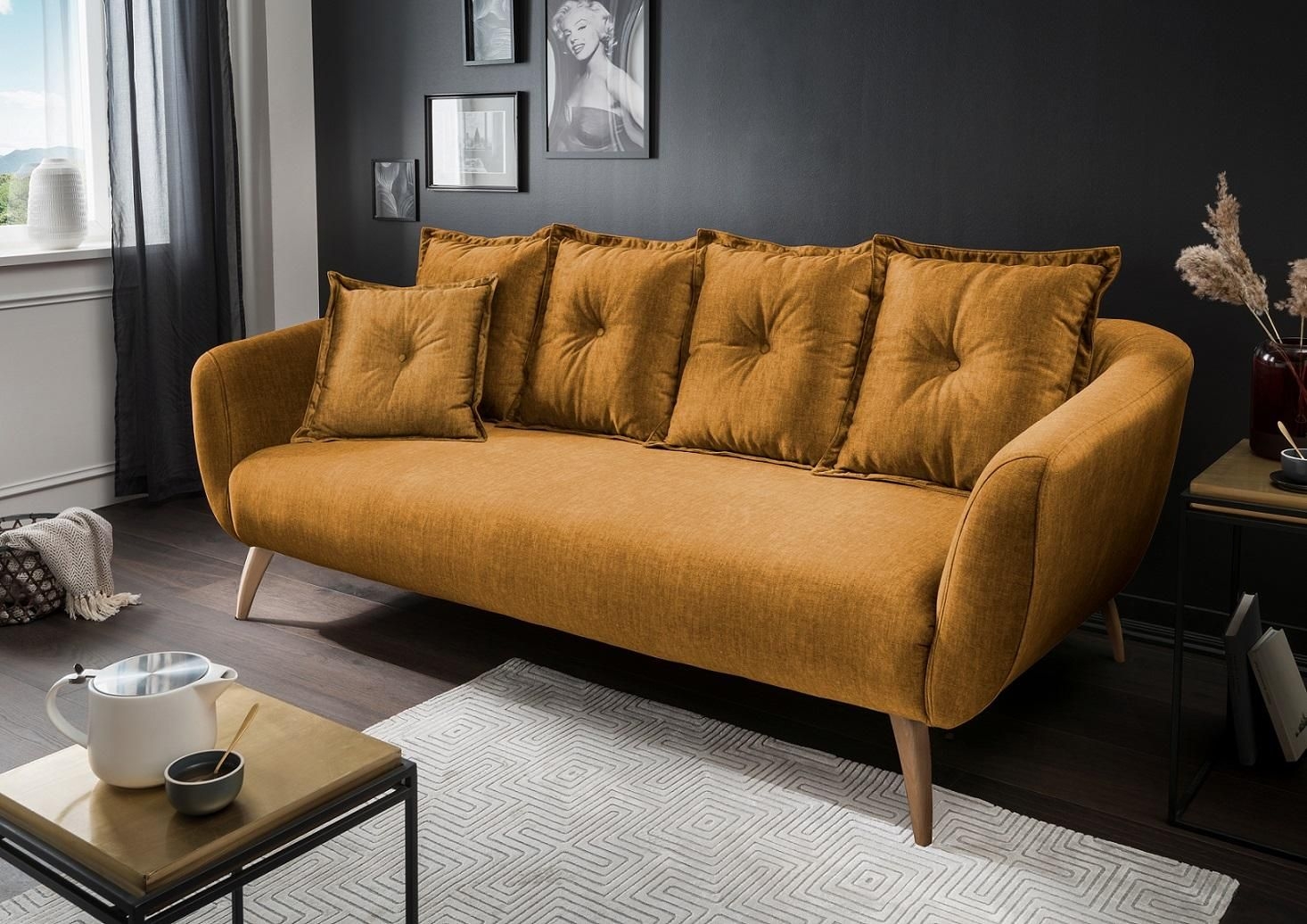 3-Sitzer-Sofa Baggio Gelb Velours