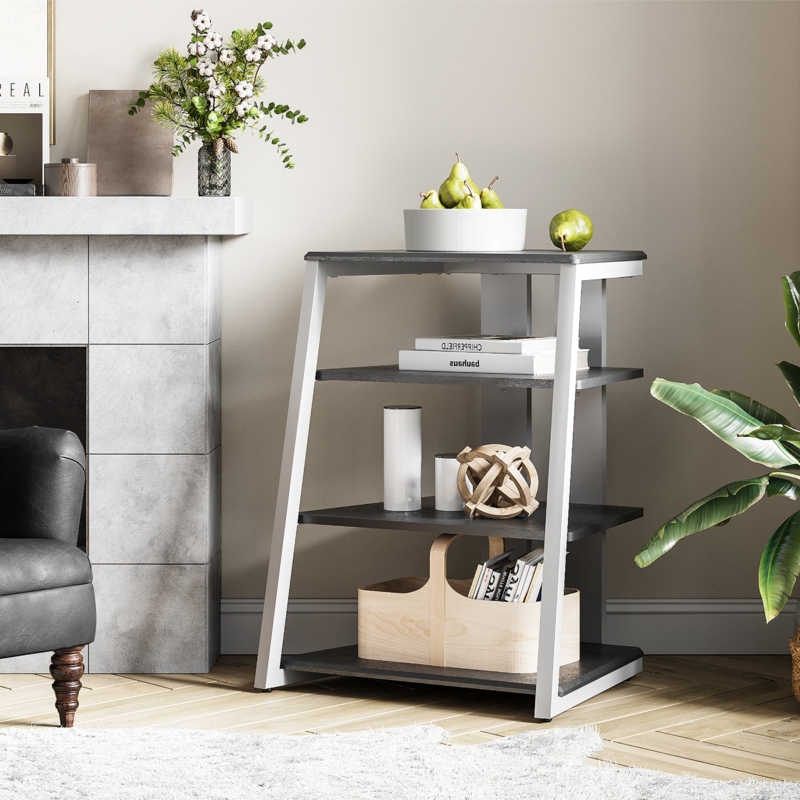  4-Tier Media Stand Audio Rack with Height Adjustable Shelves