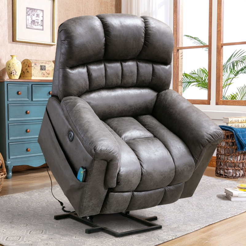 42" Wide Extra Large Microfiber Power Reclining Heated Massage Chair
