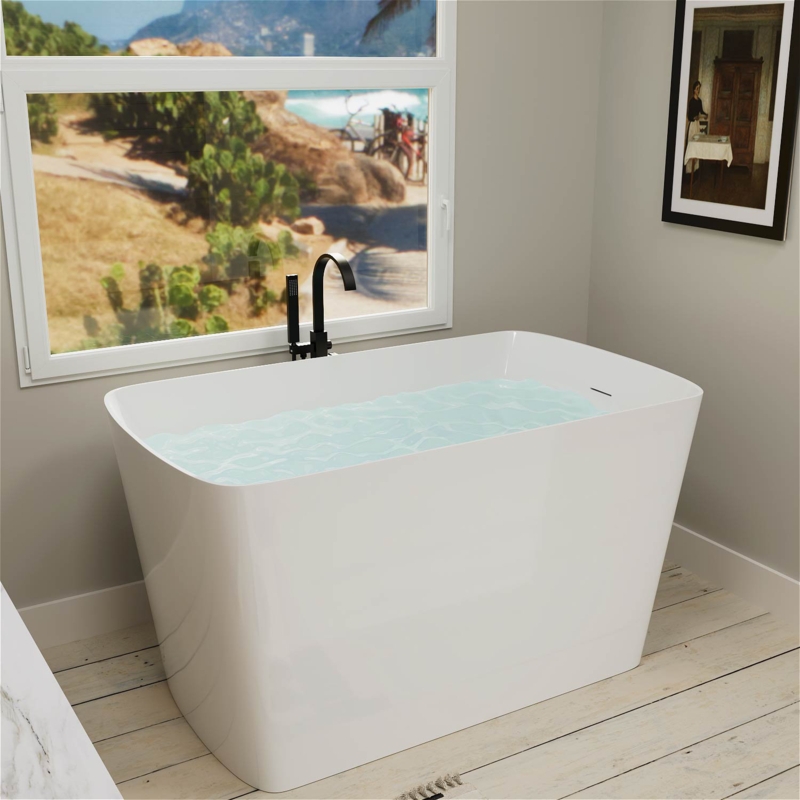 47" L x 27"W Freestanding Soaking Acrylic Bathtub for Small Space (without Seat)