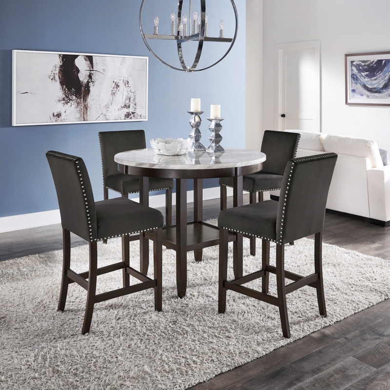 5 - Piece Faux Marble Top Dining Set