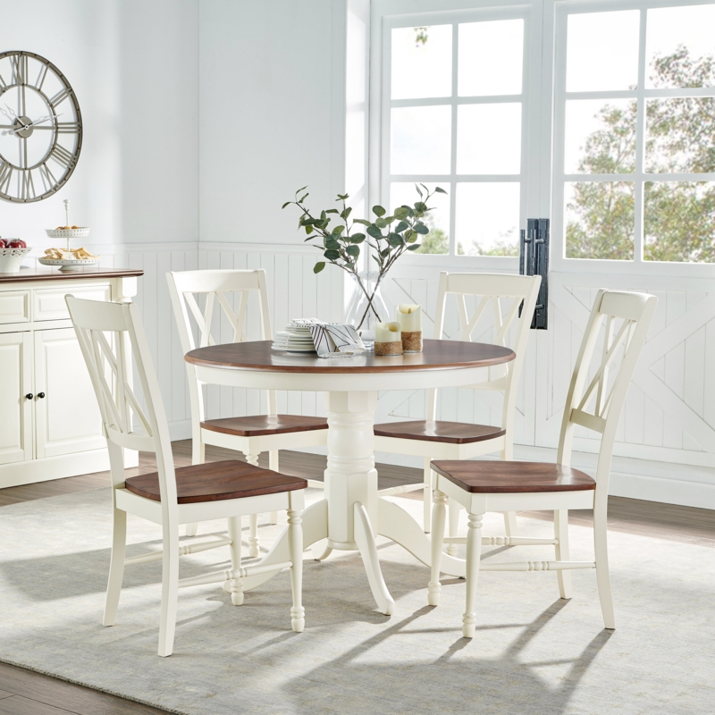 5 - Piece Solid Wood Top Pedestal Dining Set