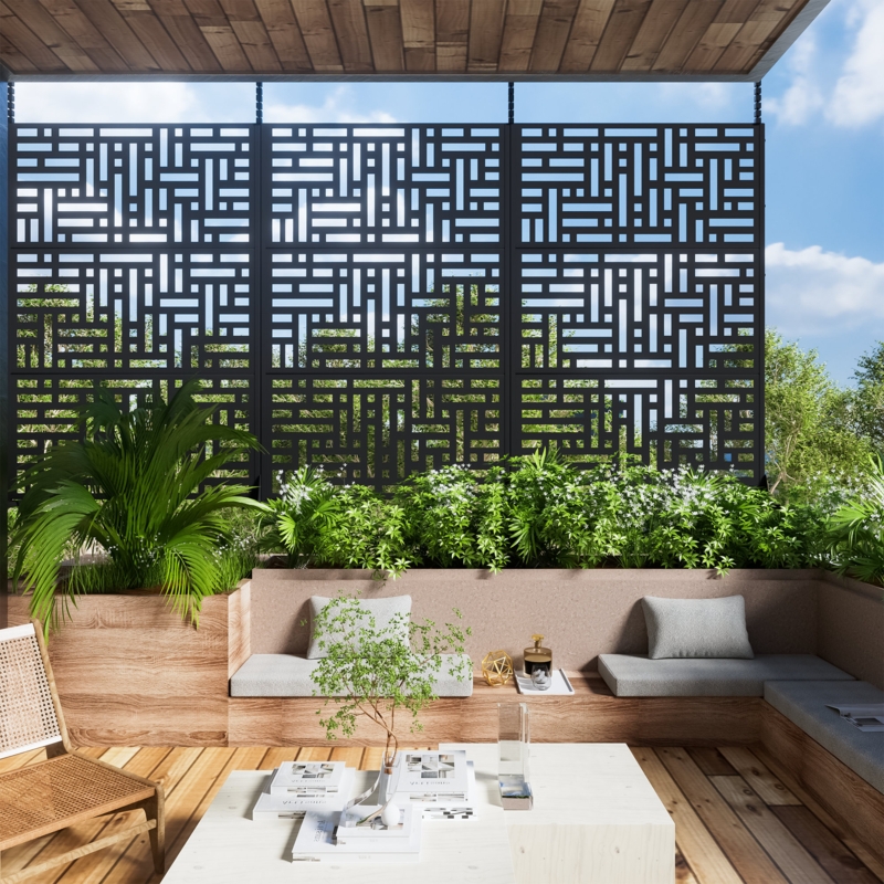 6 ft. H x 4 ft. W Metal Privacy Screen Panel Pattern